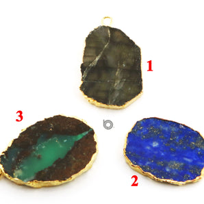 Gold Electroplated Slab Freeform Bezel, 18x26-20x30 mm, Multiple Colors, (LAB-9058-BZ) - Beadspoint