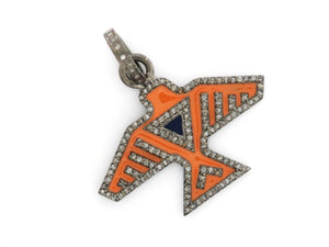 Pave Diamond American Eagle w/ enamel Pendant, (DPM-1019) - Beadspoint