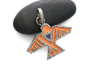 Pave Diamond American Eagle w/ enamel Pendant, (DPM-1019) - Beadspoint