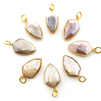 Gold Plated Mystic Moonstone Faceted Arrowhead Bezel, 14x26 mm, (BZC-9061) - Beadspoint