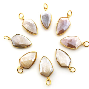 Gold Plated Mystic Moonstone Faceted Arrowhead Bezel, 14x26 mm, (BZC-9061) - Beadspoint