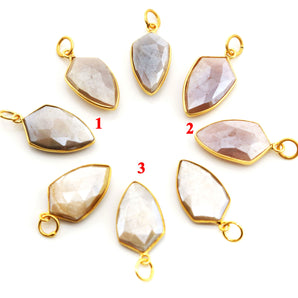 Gold Plated Mystic Moonstone Faceted Arrowhead Bezel, 14x26 mm, (BZC-9061) - Beadspoint