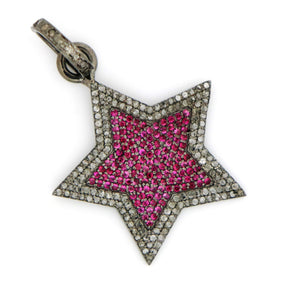 Pave Diamond Large Star w/Rubies Pendant,  (DPM-1023) - Beadspoint