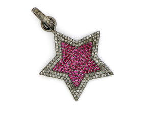 Pave Diamond Large Star w/Rubies Pendant,  (DPM-1023) - Beadspoint