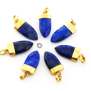 Gold Electroplated Lapis Spike Pendant, 12x23 mm, (BZC-9063) - Beadspoint