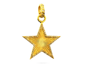 Pave Diamond Fluted Star Medallion Pendant, (DPS-153)