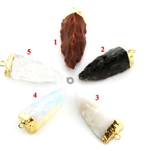 Gold Electroplated Arrowhead pendant , 40x13-40x17 mm, Multiple Colors, (BZC-9064-BJS) - Beadspoint