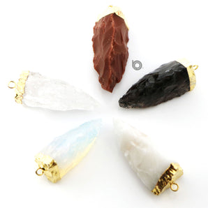 Gold Electroplated Arrowhead pendant , 40x13-40x17 mm, Multiple Colors, (BZC-9064-BJS) - Beadspoint