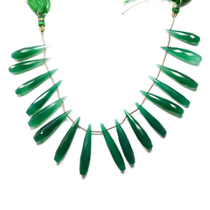 Green Onyx Faceted Large Tear Drops, 7x30-7x36 mm, Rich Color, Onyx Gemstone Beads, (GNx-LTR-7x30-7x36)(245)