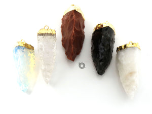 Gold Electroplated Arrowhead pendant , 40x13-40x17 mm, Multiple Colors, (BZC-9064-BJS) - Beadspoint