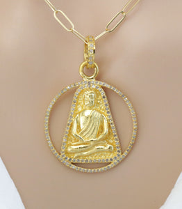 Pave Diamond Divine Buddha Pendant, (DPM-1160)