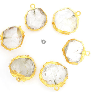 Gold Electroplated Rock Crystal Coin Pendant, 18-20 mm, (BZC-9064-CO) - Beadspoint