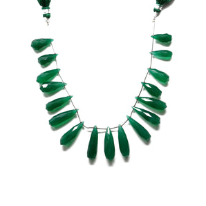 Green Onyx Faceted Large Tear Drops, 7x15-7x25 mm, Rich Color, Onyx Gemstone Beads, (GNx-LTR-7x15-7x25)(243)