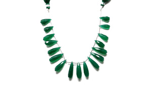 Green Onyx Faceted Large Tear Drops, 7x15-7x25 mm, Rich Color, Onyx Gemstone Beads, (GNx-LTR-7x15-7x25)(243)