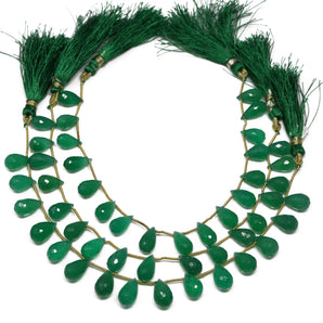 Green Onyx Faceted Tear Drops, 7x12 mm, Rich Color, Onyx Gemstone Beads, (GNx-TR-7x12)(242)