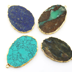 Gold Electroplated Slice Pendant, 28x40-35x50 mm, (BZC-9065-LAP) - Beadspoint