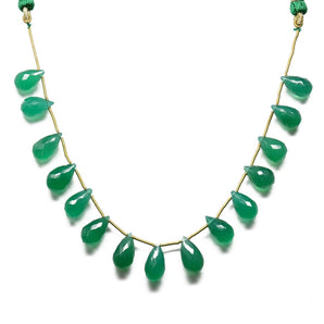 Green Onyx Faceted Tear Drops, 7x12 mm, Rich Color, Onyx Gemstone Beads, (GNx-TR-7x12)(242)