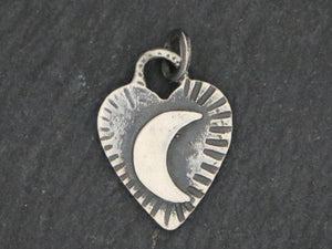 Sterling Silver Artisan Heart w/ Moon, (AF-348) - Beadspoint