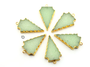 Gold Electroplated  Green Chalcedony Arrowhead Pendant, 32x20 mm, (BZC-9067) - Beadspoint