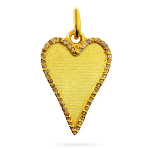 Pave Diamond Elongated Heart Pendant, (DPS-155)