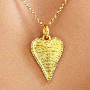 Pave Diamond Elongated Heart Pendant, (DPS-155)