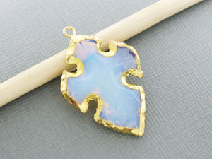 Gold Electroplated Ice Chalcedony Cross Pendant, 37X28 mm, (BZC-9071) - Beadspoint