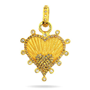 Pave Diamond Fluted Heart Pendant, (DPS-160)