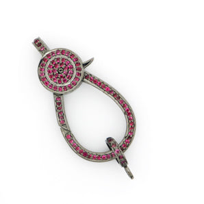 Pave Diamond Ruby Lobster Clasp, (DC-111) - Beadspoint