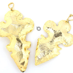 Gold Electroplated  Gold Jasper Cross Pendant, 58x36 mm, (BZC-9074) - Beadspoint