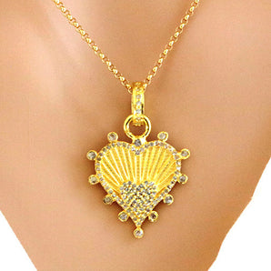 Pave Diamond Fluted Heart Pendant, (DPS-160)