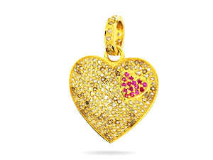Pave Diamond and Ruby Heart Pendant, (DPS-161)