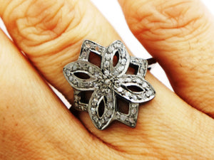 Pave Diamond Flower Ring,( RNG-009) - Beadspoint