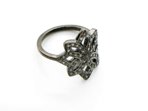 Pave Diamond Flower Ring,( RNG-009) - Beadspoint