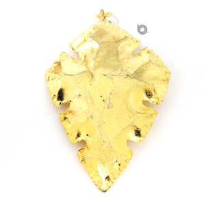 Gold Electroplated Jasper Arrowhead, 62x40 mm, (BZC-9076) - Beadspoint