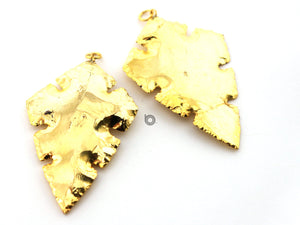 Gold Electroplated Jasper Arrowhead, 62x40 mm, (BZC-9076) - Beadspoint