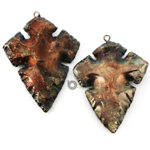Metallic Plated Jasper Arrowhead Pendant, 60x45-62x42 mm, (BZC-9077) - Beadspoint