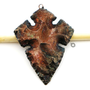 Metallic Plated Jasper Arrowhead Pendant, 60x45-62x42 mm, (BZC-9077) - Beadspoint
