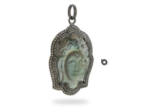 Pave Diamond Carved Labradorite Queen pendant, (DPL-2416)