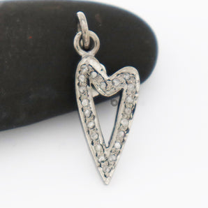 Pave Diamond Heart Charm, (DCH-73) - Beadspoint