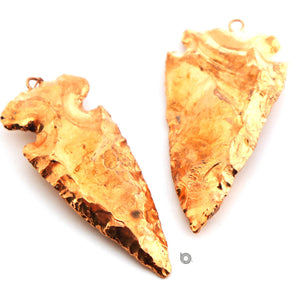 Bronze Plated Jasper Arrowhead Pendant, 45x25 -52x30 mm, (BZC-9080) - Beadspoint