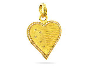 Pave Diamond Star & Stripe Heart Pendant, (DPM-1211)