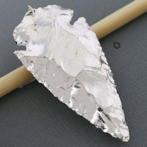 Silver Plated Jasper Arrowhead Pendant, 70x30 mm, (BZC-9081) - Beadspoint