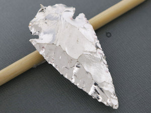 Silver Plated Jasper Arrowhead Pendant, 70x30 mm, (BZC-9081) - Beadspoint