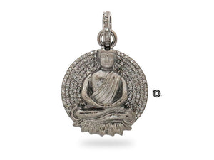 Pave Diamond Buddha Medallion pendant, (DPM-1161)