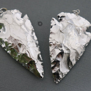 Silver Plated Jasper Arrowhead Pendant, 70x30 mm, (BZC-9081) - Beadspoint