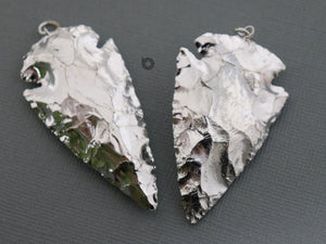 Silver Plated Jasper Arrowhead Pendant, 70x30 mm, (BZC-9081) - Beadspoint