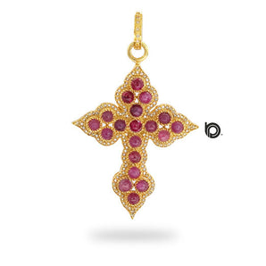 Pave Diamond and Ruby Cross pendant, (DPL-2421)