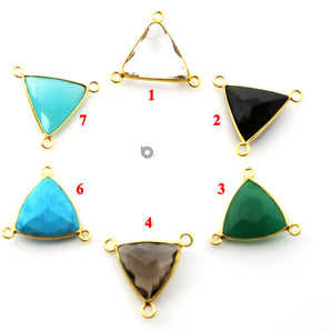 Gold Plated Faceted Triangle Bezel Connector,15 mm, Multiple Colors, (BZC-9083-CRY) - Beadspoint