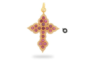 Pave Diamond and Ruby Cross pendant, (DPL-2421)