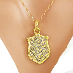Pave Diamond Shield Pendant, (DPM-1214)